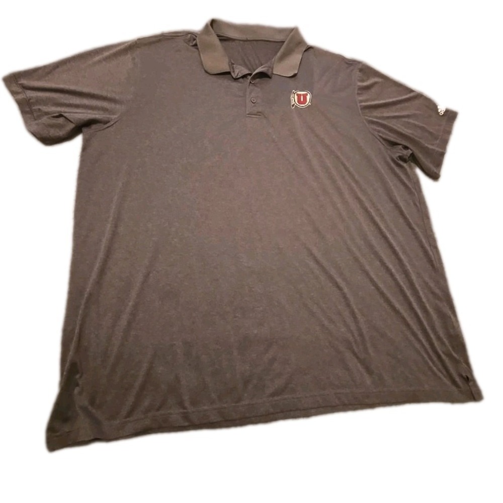 Utah Utes Shirt Mens XXL Gray Polo NCAA Football Adidas Performance Golf 2XL